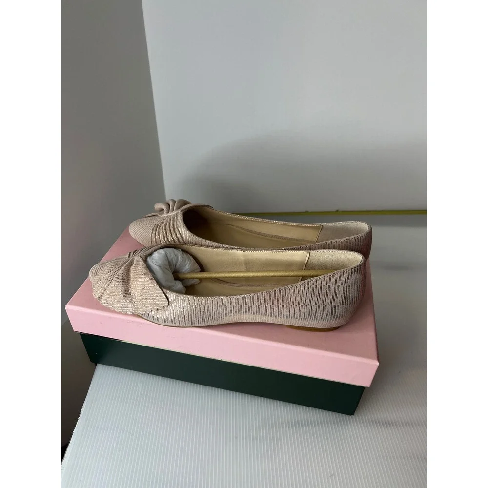 NIB- Kate Spade blush pink metallic tassel pointed-toe flats size 10